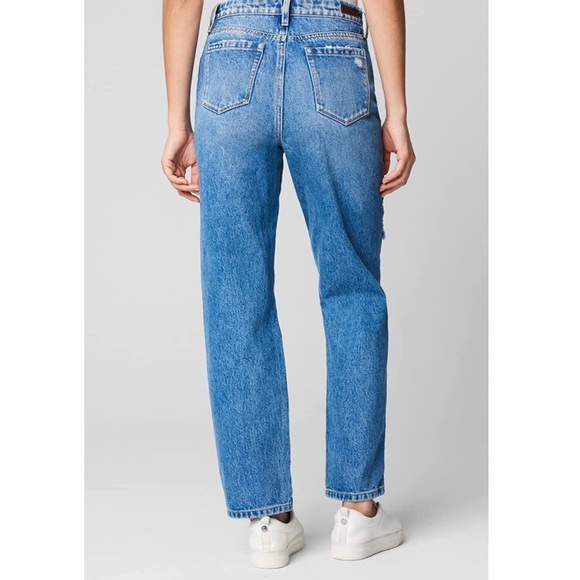 Blank NYC High Rise Straight Leg Ripped Denim Jeans - Picture 5 of 7